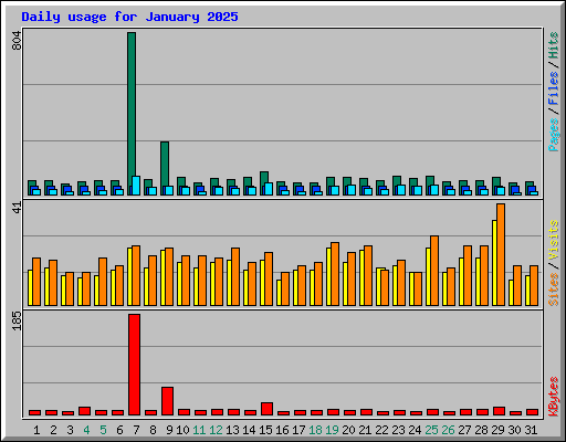 Daily usage for January 2025